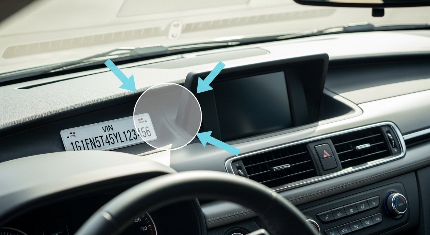 Where is the VIN number on a car dashboard location